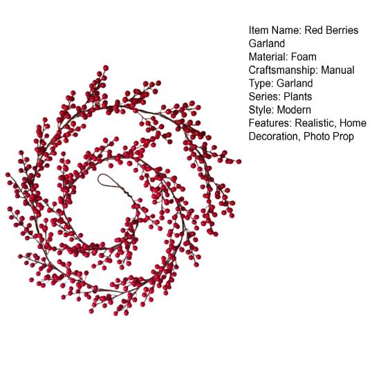 195/270 см искусственная красная ягодная гирлянда реалистичная подвесная искусственная красная ягода для использования в помещении и на открытом воздухе