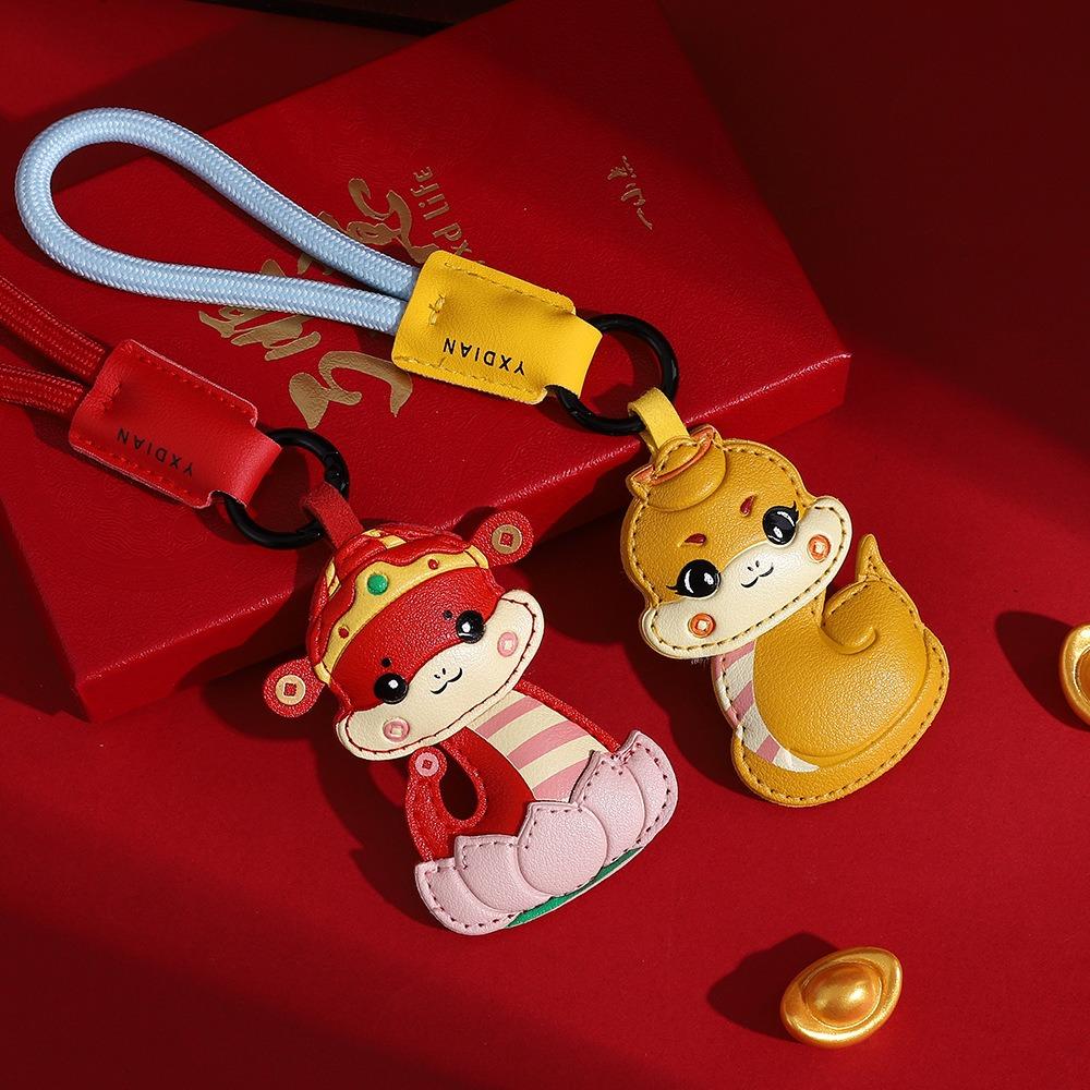 Hanging New Year Keychain Leather Spring Festival Pendant Cartoon Snake Pendant Men