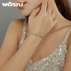 WOSTU Authentic 925 Sterling Sterling Simple Stretch Bangle for Women Classical Statement Jewelry
