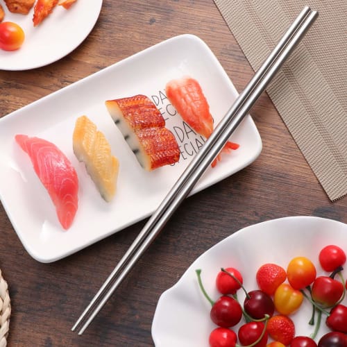 BESTOYARD Длинные палочки для еды из нержавеющей стали для темпуры, жареных блюд, омлетов, рамена, соба и для готовки, 36 см (1)