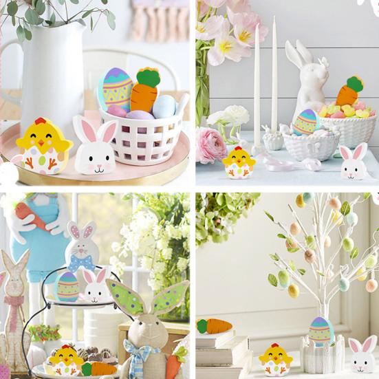 4 шт. пасхальные кролики украшения деревенские деревянные знаки декор для дома фермерский многоярусный поднос украшения пасхальный стол украшения