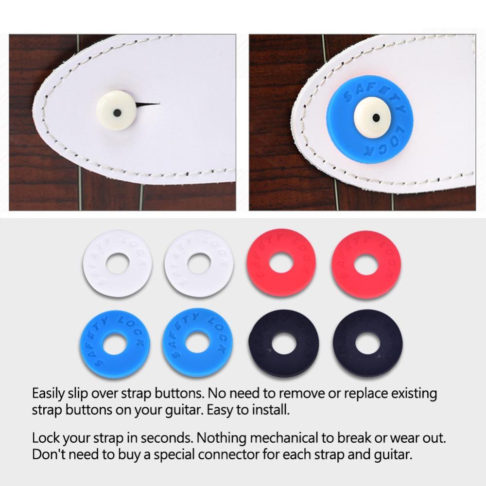 16PCS Silicone Guitar Strap Locks Black/White/Red/Blue Guitar Accessories Guitar Protector Guitar