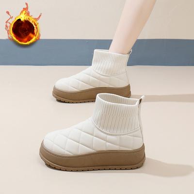 Женские зимние ботинки на толстой платформе, нескользящие, на шнуровке, с подкладкой из искусственного меха, женские зимние теплые, удобные, короткие ботинки для ходьбы
