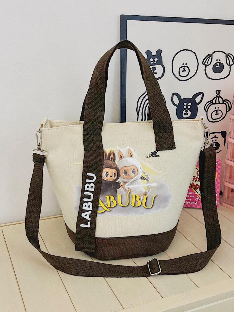 Мультяшная холщовая сумка-тоут через плечо: Женская универсальная сумка через плечо и сумка для ланча