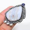 Blue Lace Agate, Lapis Handmade 925 Sterling Silver Ring Size 9 B6P89