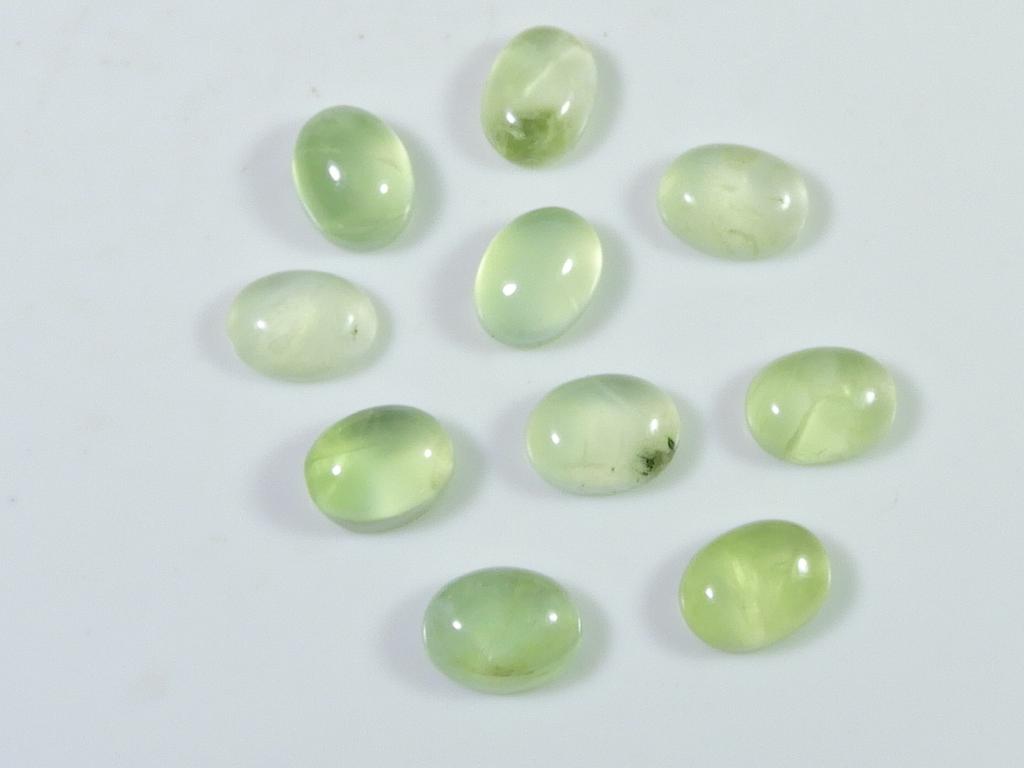 20Cts. Натуральный зеленый пренит овальный кабошон россыпью драгоценный камень 10 шт. лот 6X8MM RQ-1936