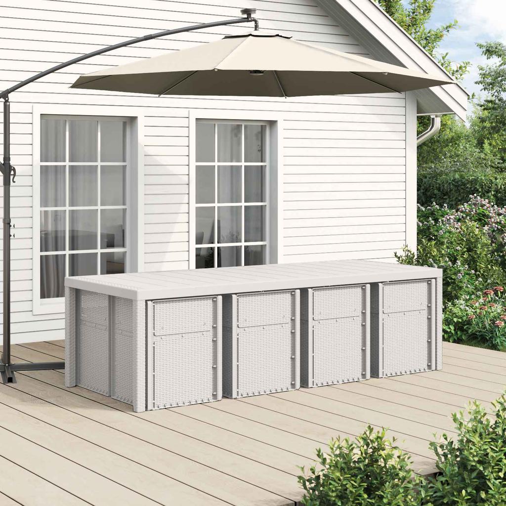 Garden Dining Set 9 pcs White and Taupe PP