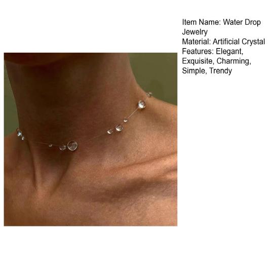 Прозрачные ювелирные изделия в виде капли воды, ожерелье из искусственного хрусталя и круглой бусины, серьги-кисточки, браслет из бисера в виде капли для свадебной вечеринки