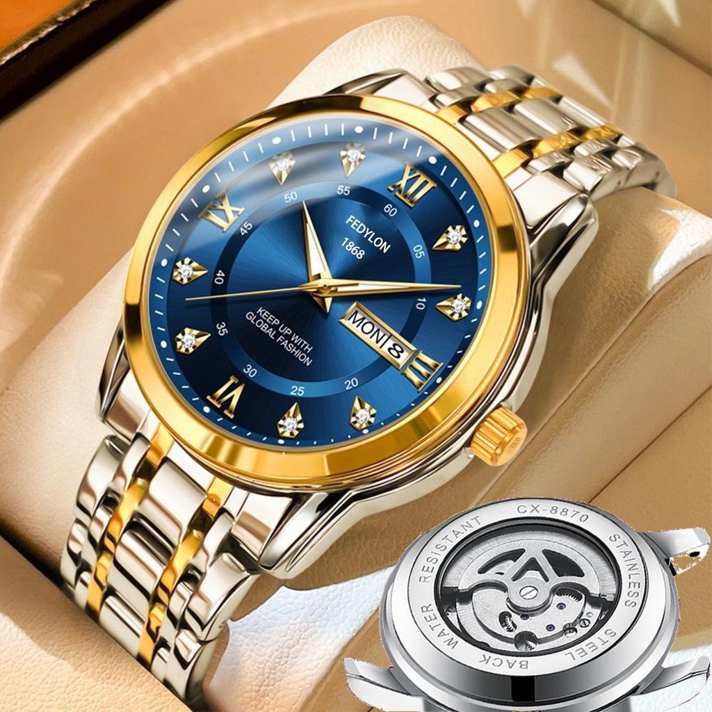 Водонепроницаемые новые мужские часы с английским двойным календарем и светящимися кварцевыми часами