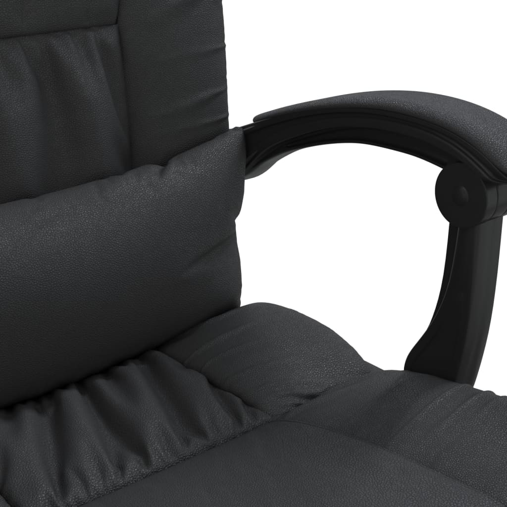 Office Chair with Reclining Function Black Faux Leather