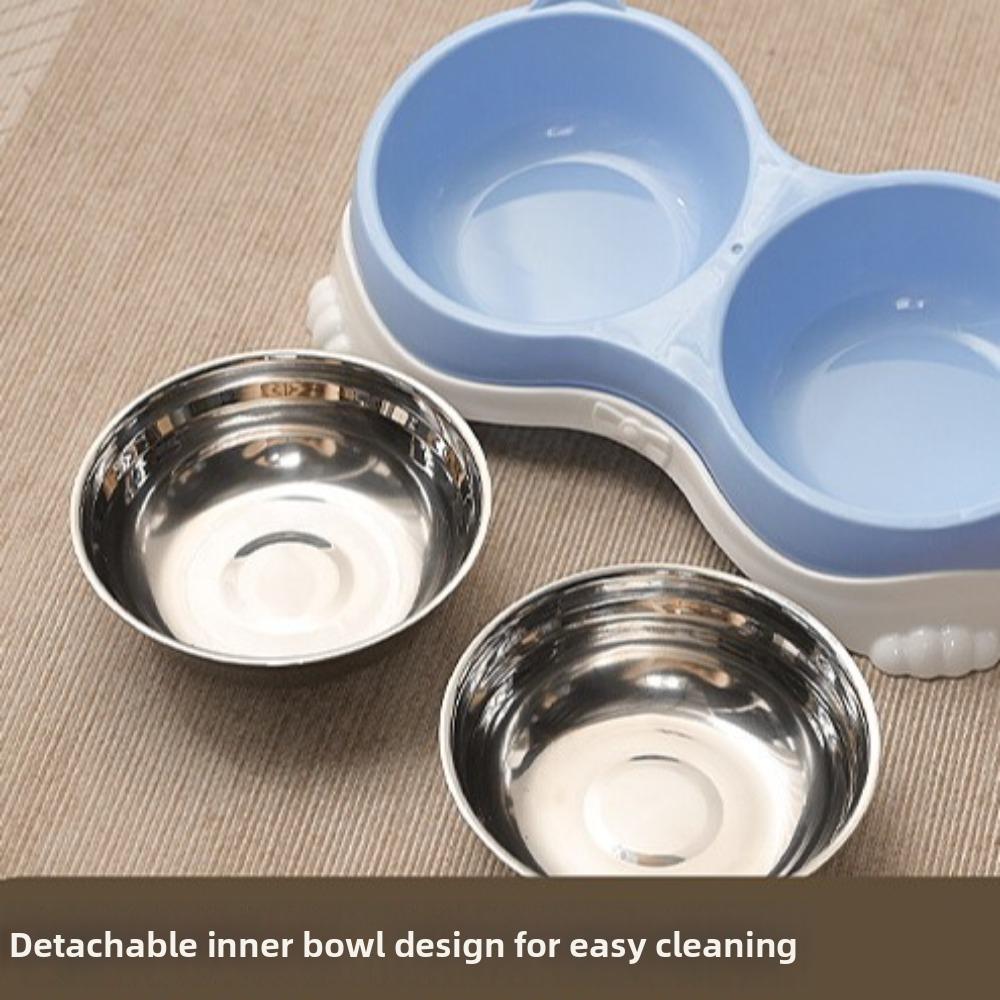 Non-Skid Cat Ear Pet Double Bowl Anti-spill Pet Feeding Bowl Small Pet Food Bowl