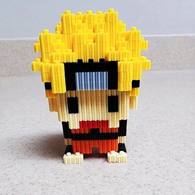 Наруто Алмазные блоки Строительный блок Мультяшный воин Спортивный костюм Аниме демон Лиса Тыква Ниндзюцу Детские игрушки для мальчика Модель