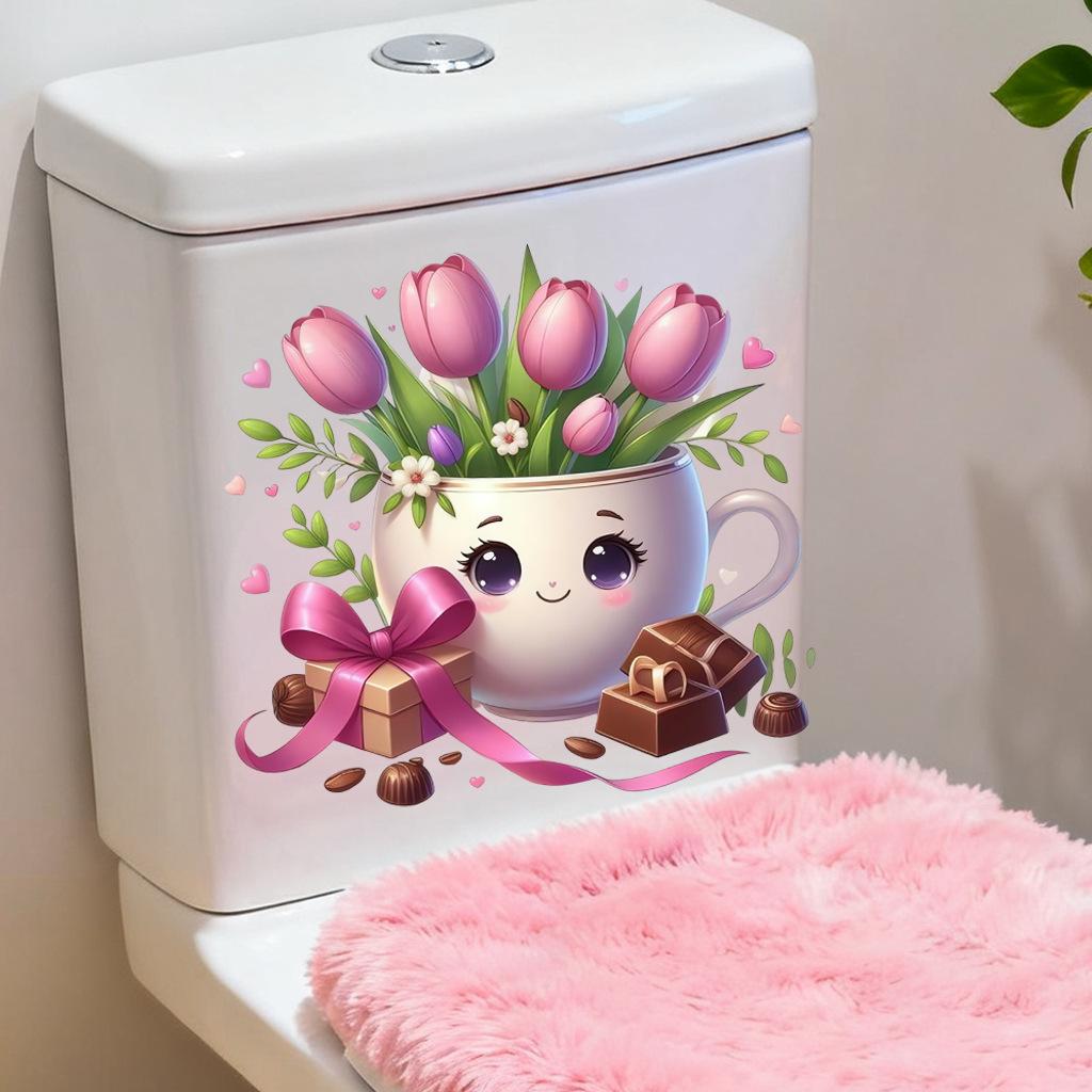 Кружка "Сладкое Сердце" Цветочные и Шоколадные Наклейки на Стену с Изображением Свидания, Съемные Самоклеящиеся Милые Декорации для Кухни, Гостиной, Спальни