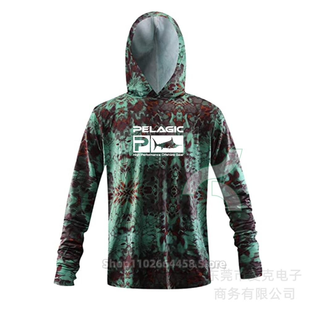 Pelagic fishing clothing summer camouflage sunscreen clothing breathable hooded fishing sportswear quick-drying T-shirt available