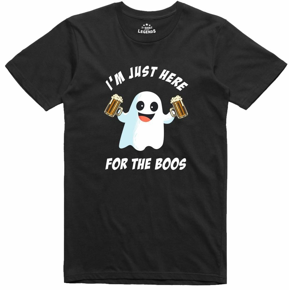 Halloween Costume Just Here For The Boos Funny 100% Cotton T Shirt