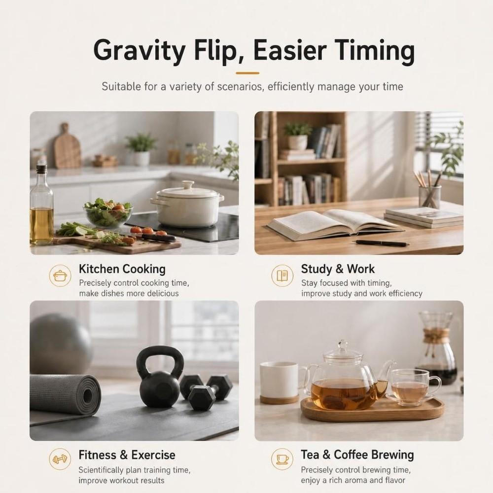 0-99 Minutes Digital Visual Timer LED Display Gravity Sensor Timer Productivity Timer Exercise Use