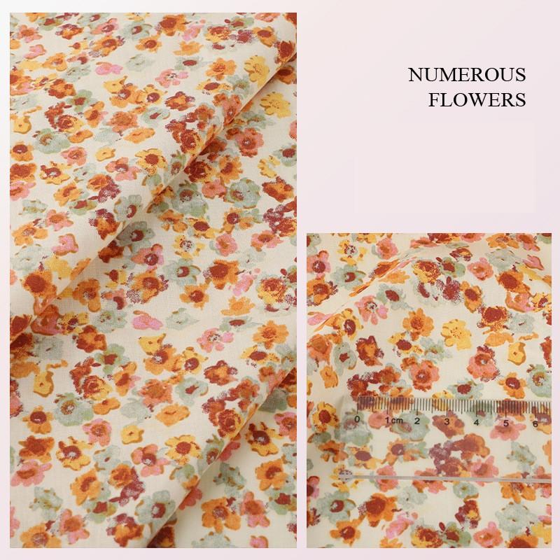 Ткань с цветочным принтом Высококачественная хлопковая ткань Дышащая Мягкая для одежды Шитья Платья Постельное белье Простыни Шторы Материал