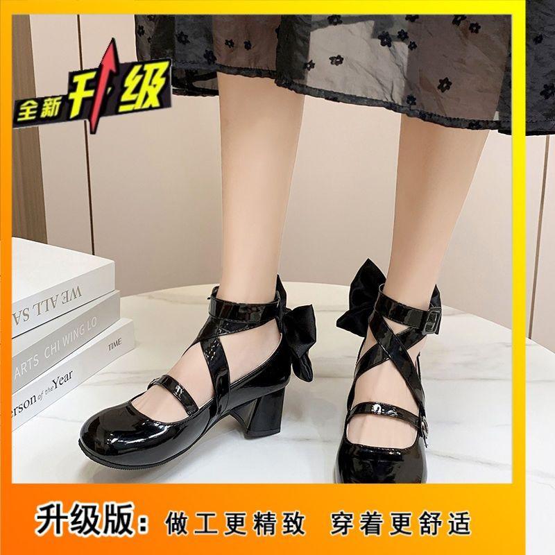 Красные туфли на высоком каблуке оригинальные настоящие Лолита Лолита милые на толстом каблуке мягкая девушка маленькие кожаные туфли ло студент