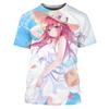 Летняя футболка Quintessential Quintuplets в стиле аниме для девочек Nakano Nino с 3D принтом, повседневные модные футболки с короткими рукавами, мужская одежда