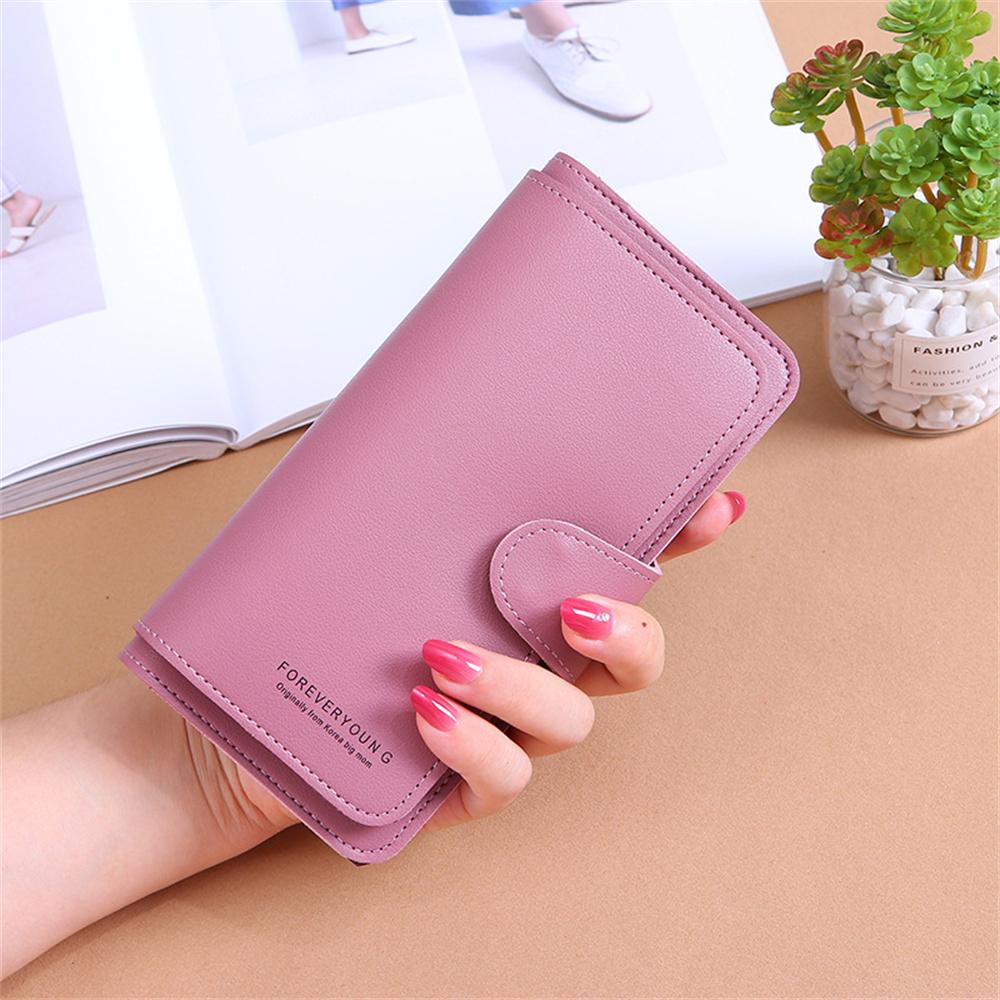 Women Long Wallets Soft  Leather Clutch Wallets Card Holder Card Holders Buckle Zippers Money Clip Multi-Card Female Coin Purses