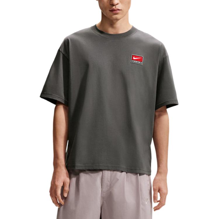 Nike T Shirts Men's Charcoal Gray Crew Neck Moderate II4380-068