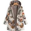 Винтажная флисовая куртка с цветочным принтом для женщин, теплое пальто с капюшоном и длинными рукавами, с карманами, повседневная модная верхняя одежда на молнии