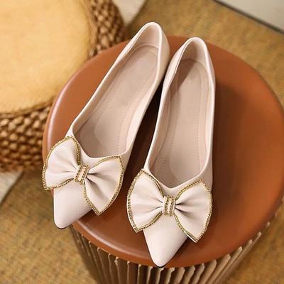 Модные туфли-лодочки с острым носком и бантом, женские, на плоской подошве, на каблуке, по акции, в корейском стиле, популярные, для отпуска, социальные, слипоны, обувь для молодых леди