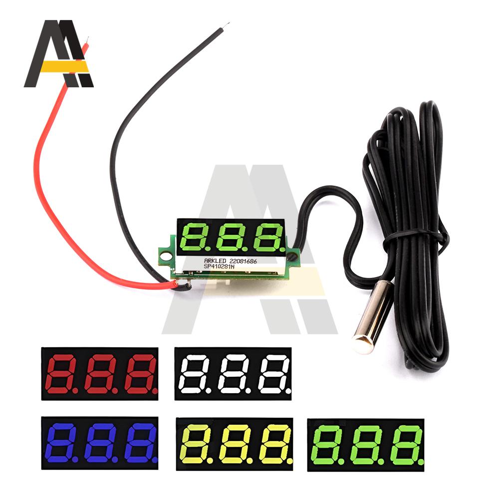 DC 12V 24V Mini Digital LED Thermometer for Car Temperature Monitor Panel Meter Measuring Range -50-125C with Temperature Probe