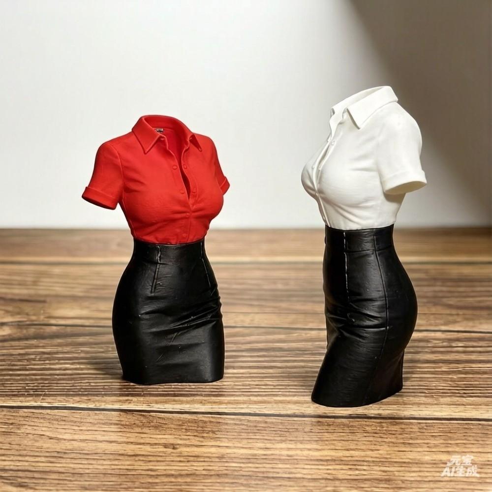 Leather Skirt Lady Half-Body Statue 3D Printed Dress Half Body Sculpture Collector's Item