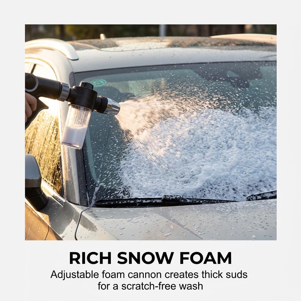 Turn Any Hose into a High Pressure Water Washer Jet, Heavy Duty Garden Hose Nozzle, Multi Function Lawn Garden Watering Sprayer