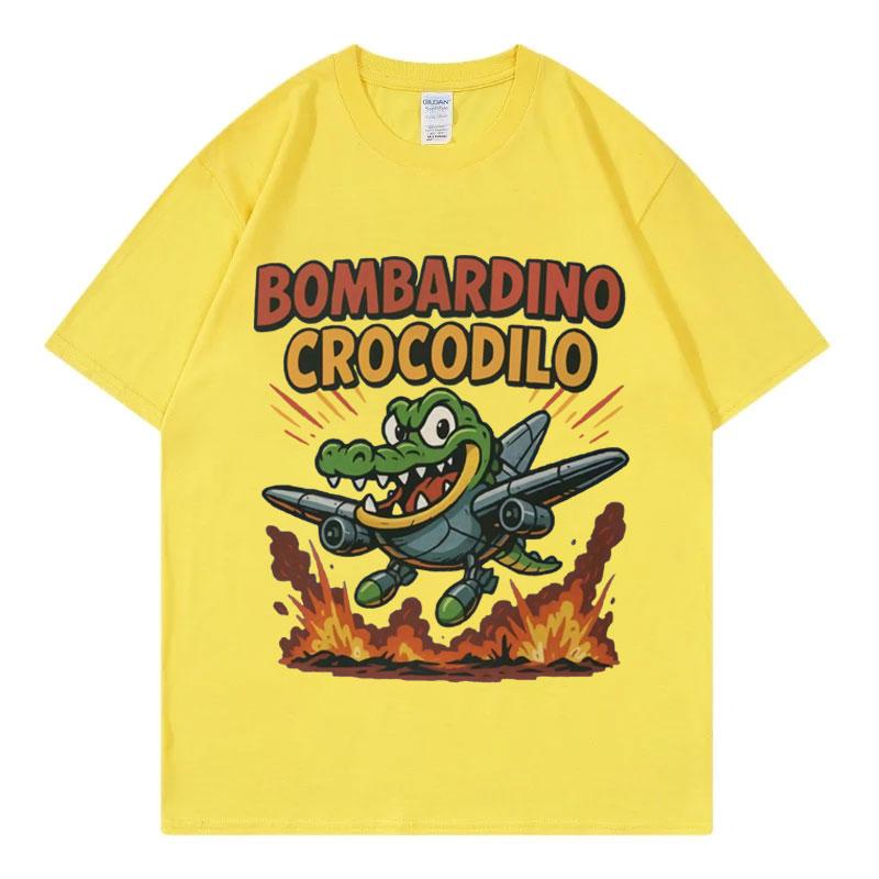 Bombardino Crocodilo Мем Графические Футболки Забавный Итальянский Мозголом Юмор Шутка Футболки Мужская Женская Мода Одежда Y2k Футболка