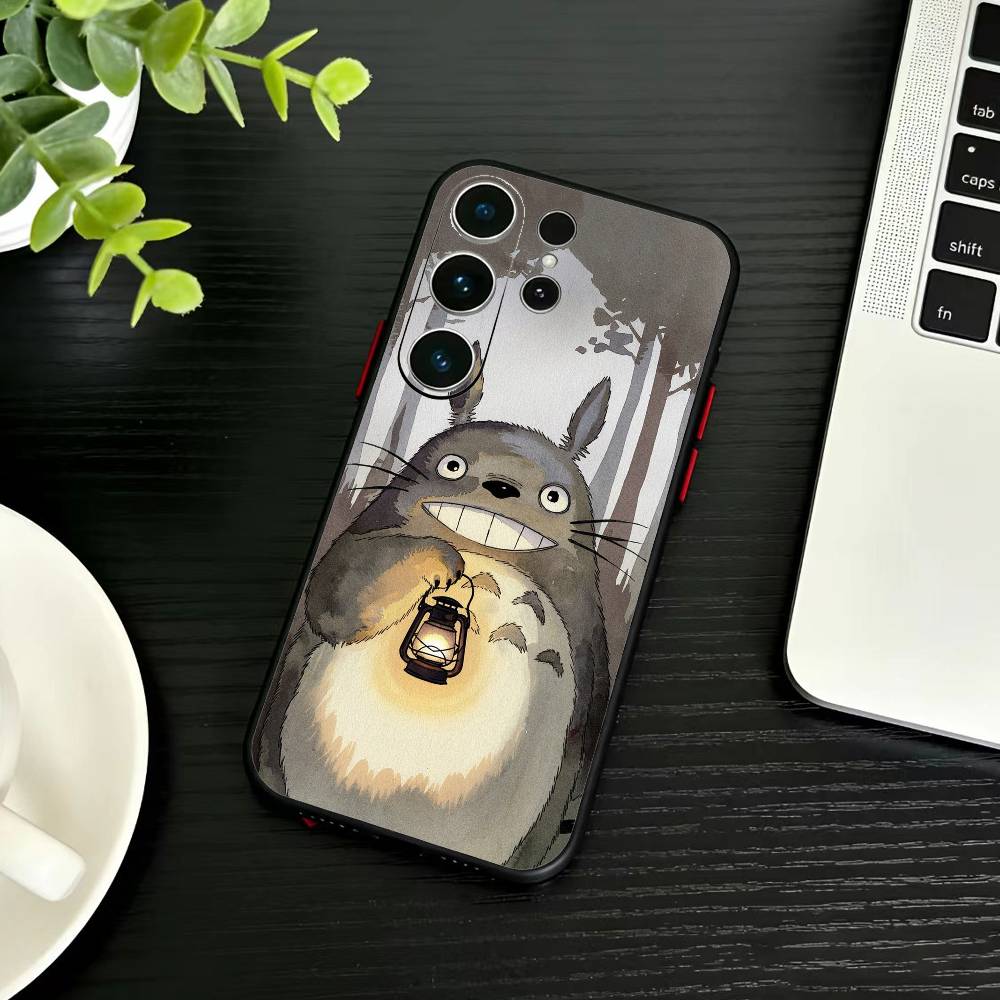 Мультяшный чехол для телефона T-Totoro-ES для Samsung S26, S25, S24, S23, S22, S21, S20, S30, Ultra, Plus, Fe, Note, 5G Черный чехол