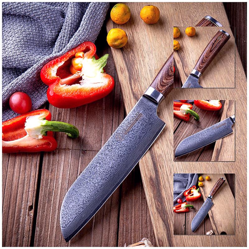 Профессиональный кухонный нож из дамасской стали