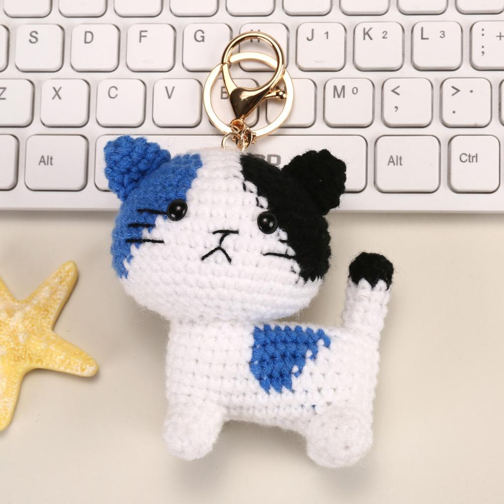 Backpack Charm Knitted Animal Keychain Handwoven Crochet Doll Key Ring Animal Pendant Friend Gifts