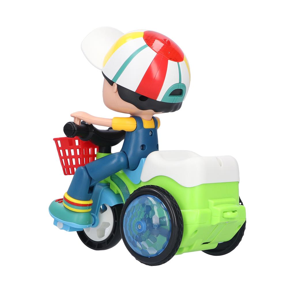 Электрический трюковой трехколесный велосипед игрушка для детей Вращающиеся на 360 градусов транспортные средства игрушка со светом и звуком (зеленый)Маленький мальчик