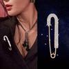 New Luxury Crystal Rhinestone Brooch for Women Girls Silver Color Safty Pin Brooch Lapel Pin Badge Sweater Dress Clothing Decor