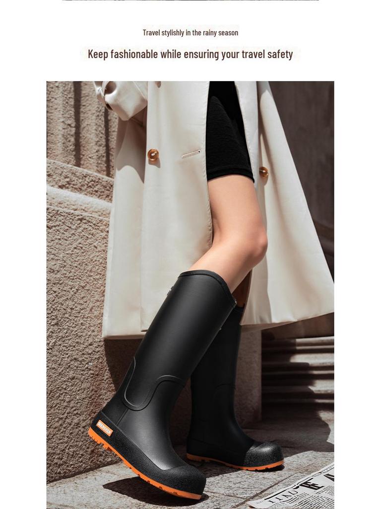 Женские водонепроницаемые противоскользящие длинные резиновые сапоги - модная резиновая обувь в корейском стиле для ношения на открытом воздухе