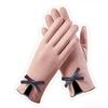 Bowknot Plush Driving Gloves Anti-slip Outdoor Riding Mittens Elasticity Soft Gloves  Motorcycle