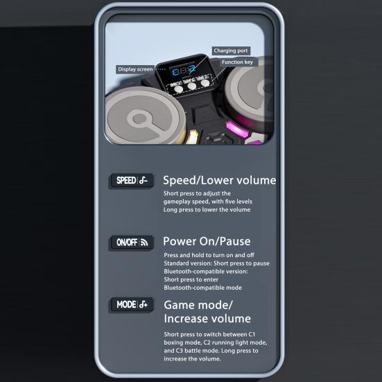 Музыкальный боксерский тренажер с перчатками, настенный, режимы скорости, регулируемый электронный боксерский тренажер, мишень, светодиодная подсветка, боксерская груша, оборудование для домашних тренировок