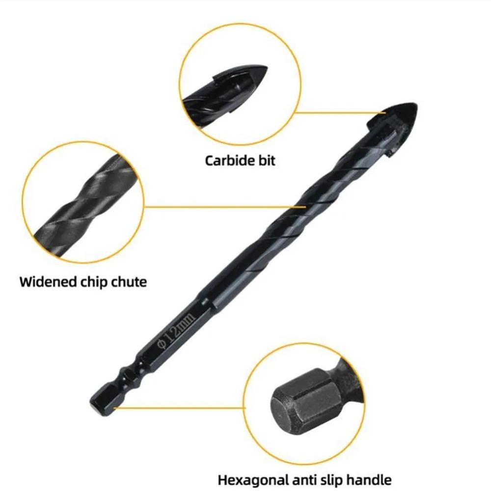 Крестовое сверло с 4 лезвиями: Универсальный для сплава, фарфора, стеклянной плитки, цемента, мрамора и гранита - Антикоррозийный и высокоэффективный