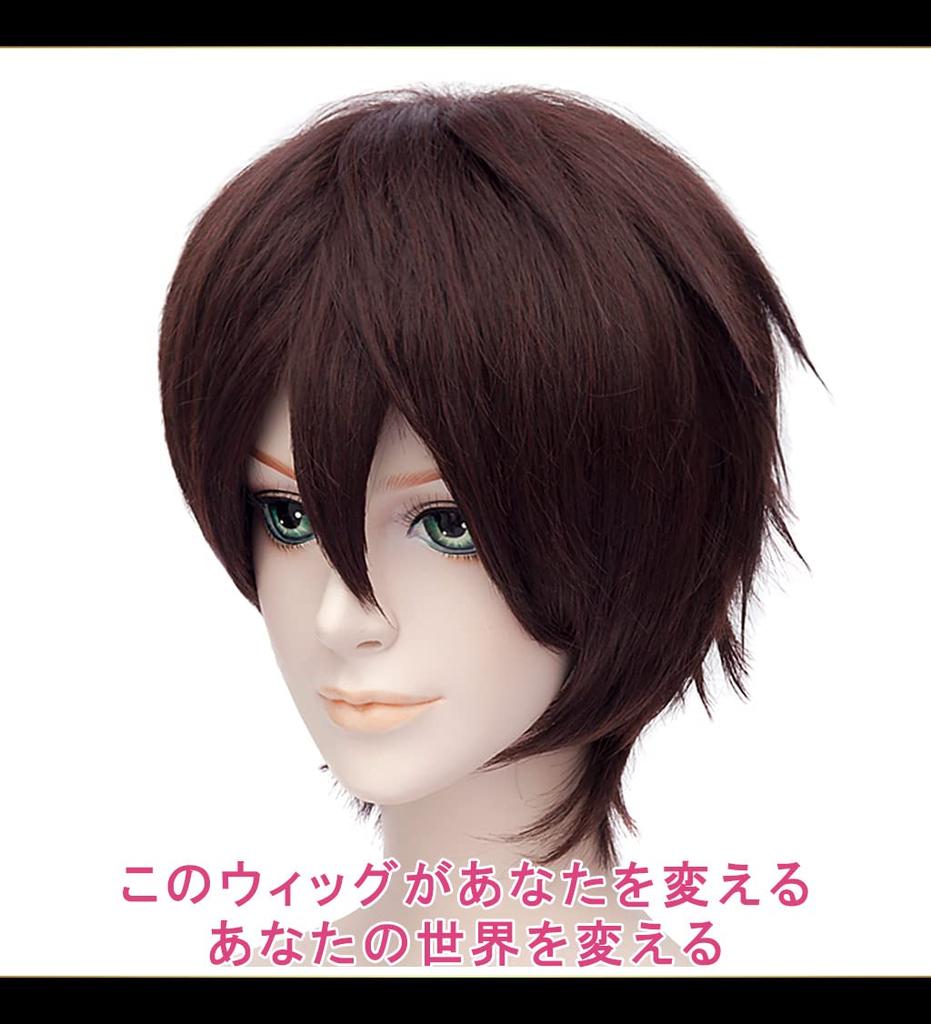CaseEden Cosplay Wig, Short, 30cm, Heat-Resistant, Dark Brown, Includes 2 Wig Nets
