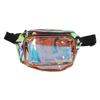 Transparent Iridescent Fanny Pack Shiny Waist Belt Bag with Zipper Waterproof PVC for Travel Party