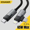 Essager PD 65 Вт Макс. 2-в-1 Type C на Type C и Lightning Для Samsung 14 13 12 11 Pro Max Xs Plus Кабель для передачи данных