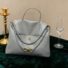 Plain Fashion Light Luxury All-match Bow Gold Buckle Single-shoulder Cross-slung Portable Leather Tote Bag