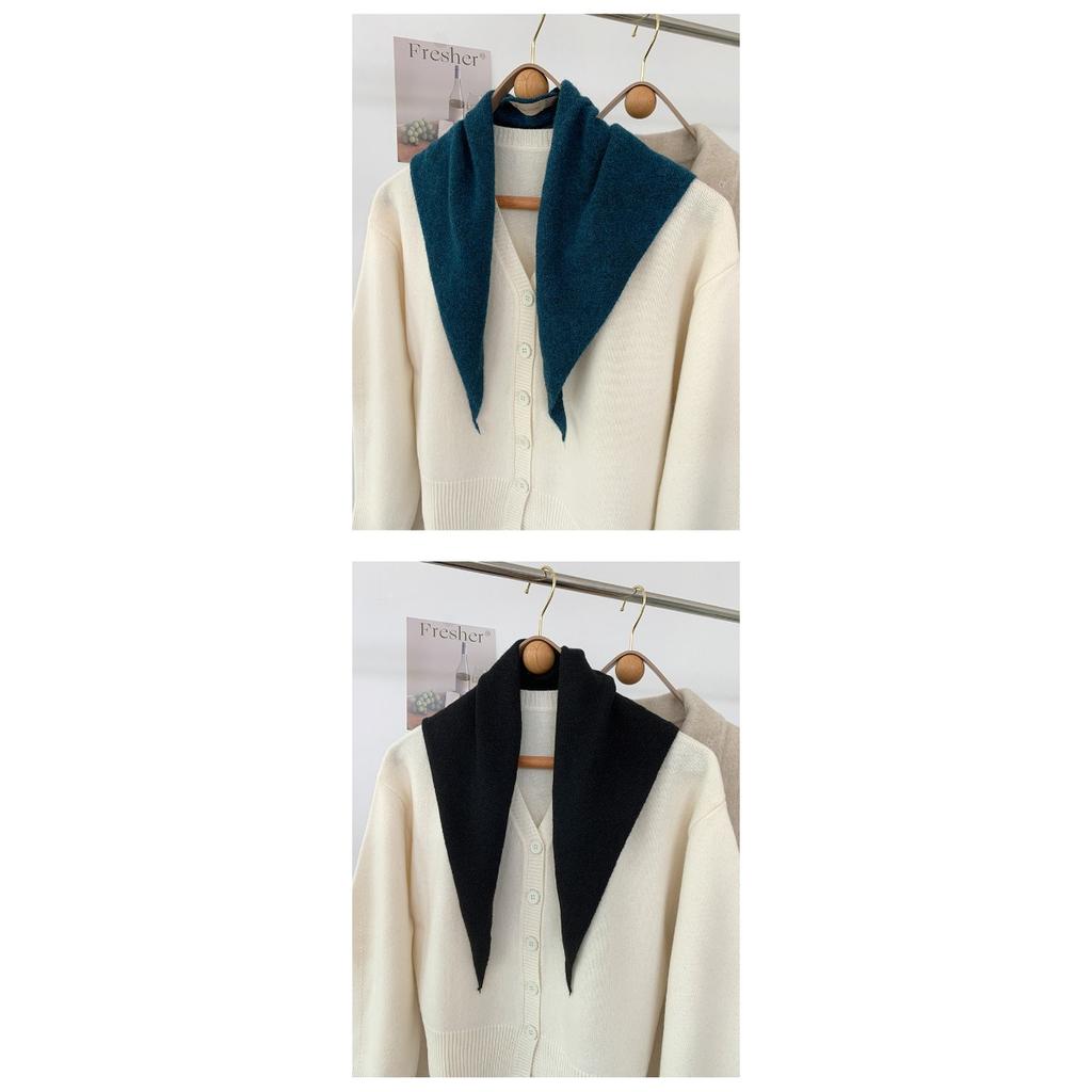 Шерстяной Темперамент, Треугольный Шарф против старения, Вязаная Маленькая Шаль для Женщин на Осень и Зиму, Универсальная Корейская Версия, Завязывается и Носится на Плечах