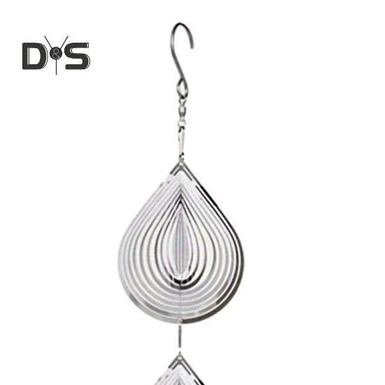 3D Waterdrop Wind Spinner Bird Scare Decoration Outdoor Garden Palace Farm Hanging Metal Wind Chime Bird Scare Device Decoration
