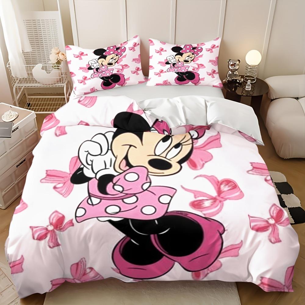 Minnie Mickey Bedding Set Duvet Cover Movie Character Bed Set Soft Microfiber Cover for Kids Teens Home