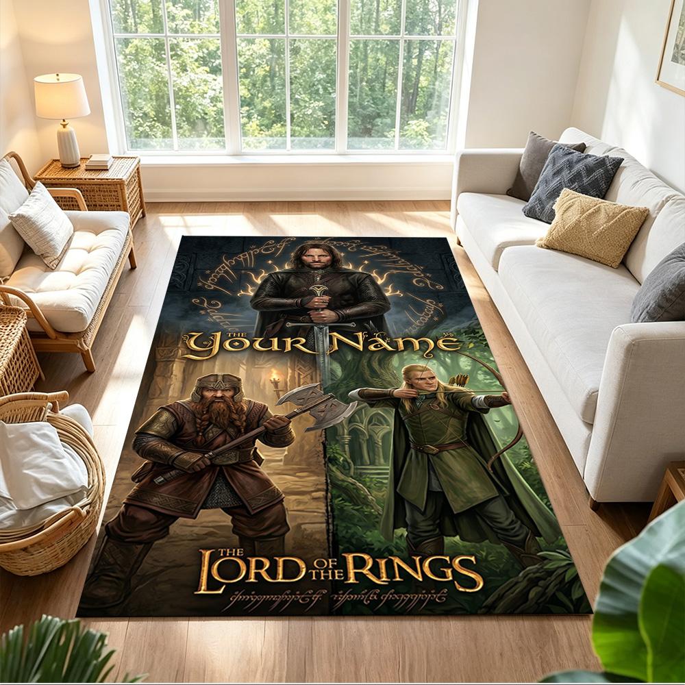 Lord Rings Customized Name Area Rug Perfect for Playrooms Entryway Bedrooms Living Rooms Antislip Carpet Anime Office Decor