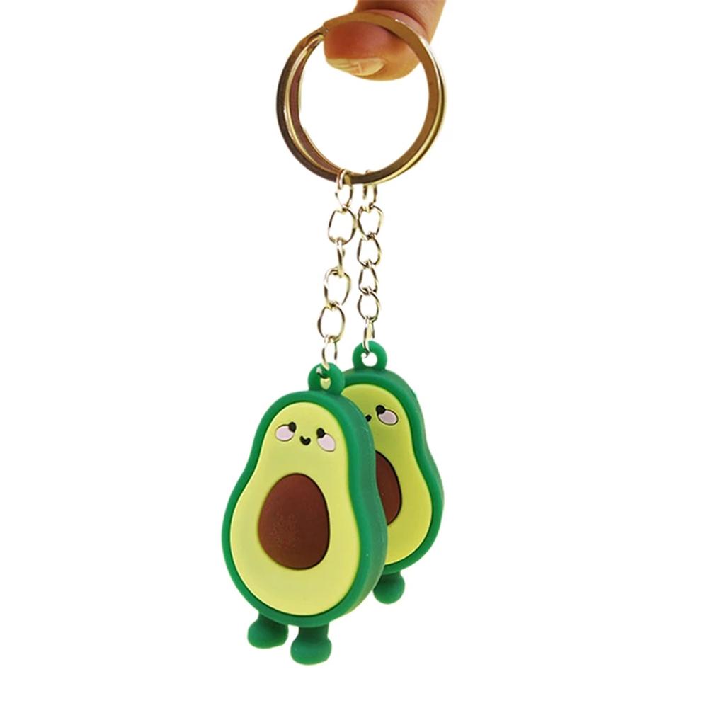 Bag Pendant Couple Key Rings Jewelry 3D Keychain Smiling Avocado Simulated Fruit Avocado Keychain