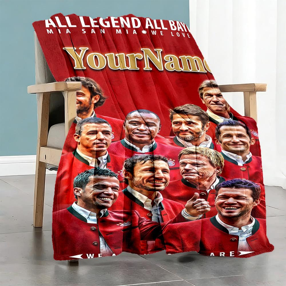 Bayern Munich Personalized Text Blanket Lightweight Customizable Blanket Ultra-Soft Suitable for Couch Seaside Chair Living Room for All Occasions